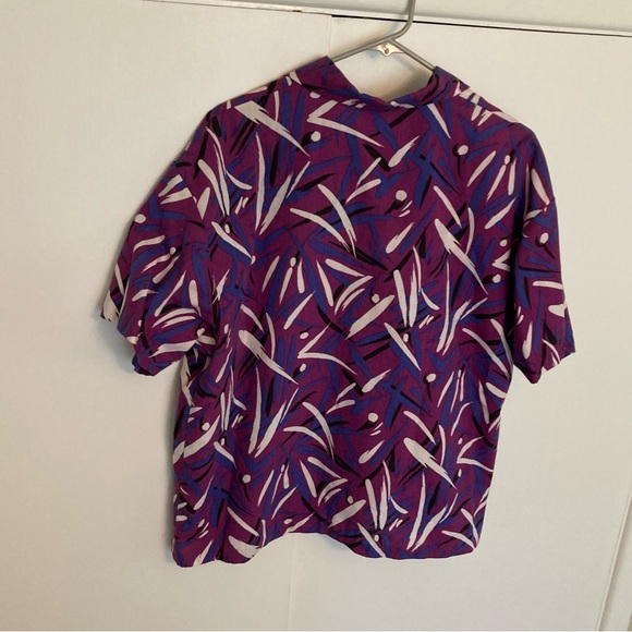 Vintage Catalina Purple Abstract Print Button Down Blouse - Picture 7 of 10